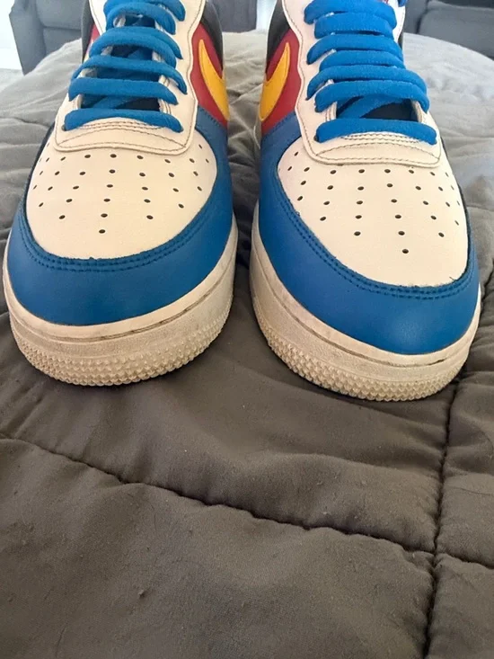 Nike Uno Air Force 1 in Blue, Yellow, Red, White & Black - Picture 9 of 11